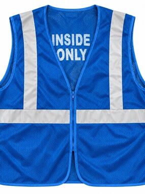 Blue Reflective Safety Vest - Zip Front